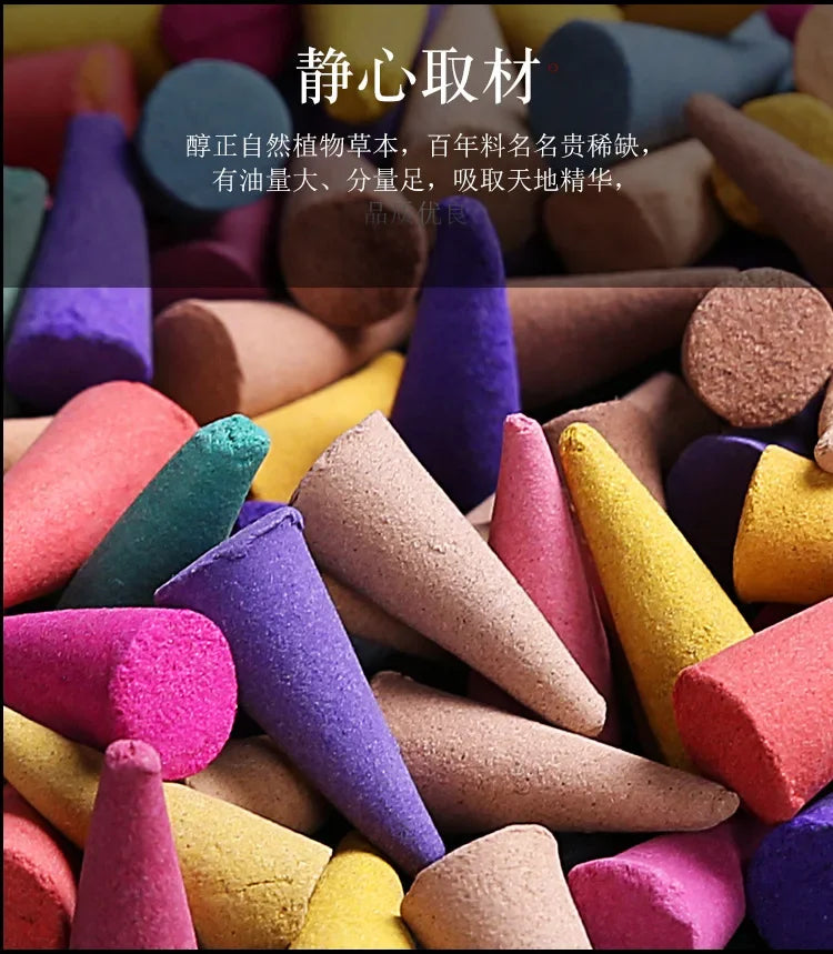 60Pcs Scented Incense Cones Anxiety Relief Fragrance Incense Cones Natural Scents Cones for Meditation Relaxation Sandalwood