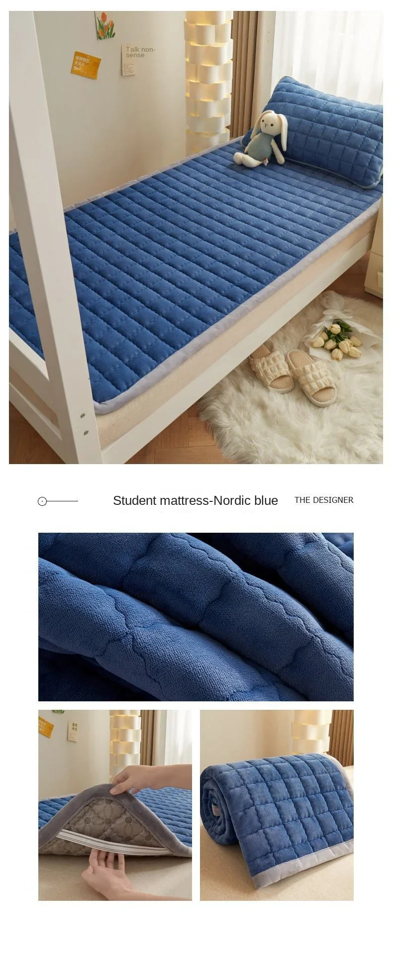Winter Flannel Soft Mattress Toppers Dormitory Single Bed Warm Quilted Foldable Bedsheet Students Bunk Mattress Protection Pad