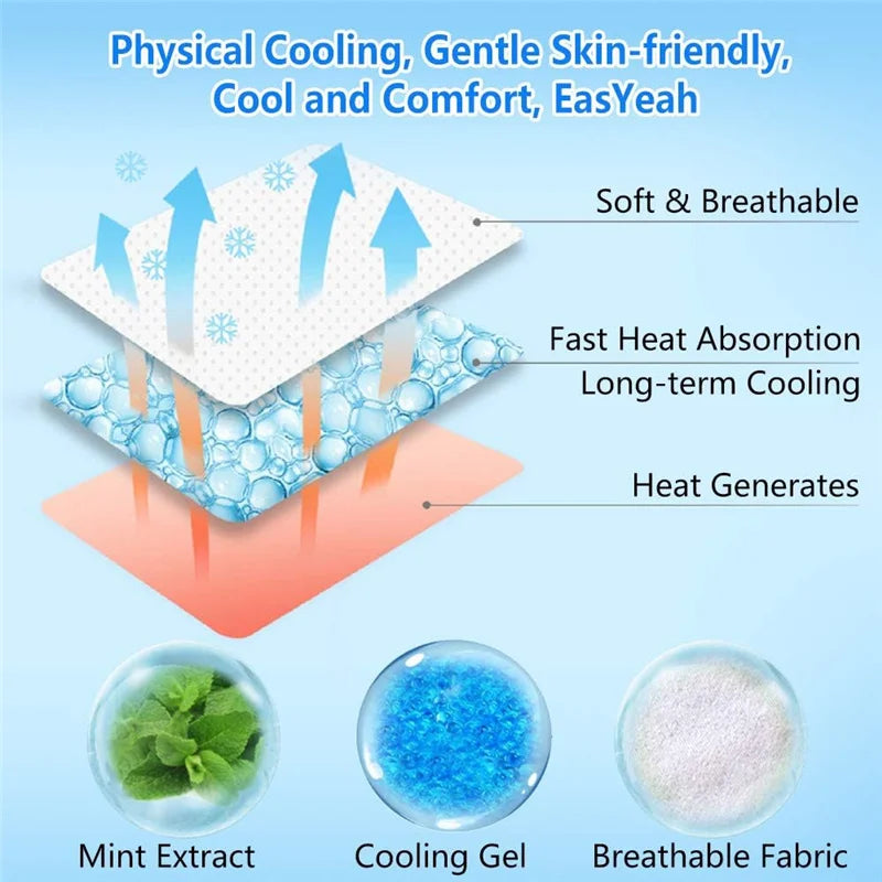 6/10/20Pcs Cooling Gel Patches For Fever Discomfort Pain Relief Portable Kids Adult Cooling Relief Fever Reducer Sticker
