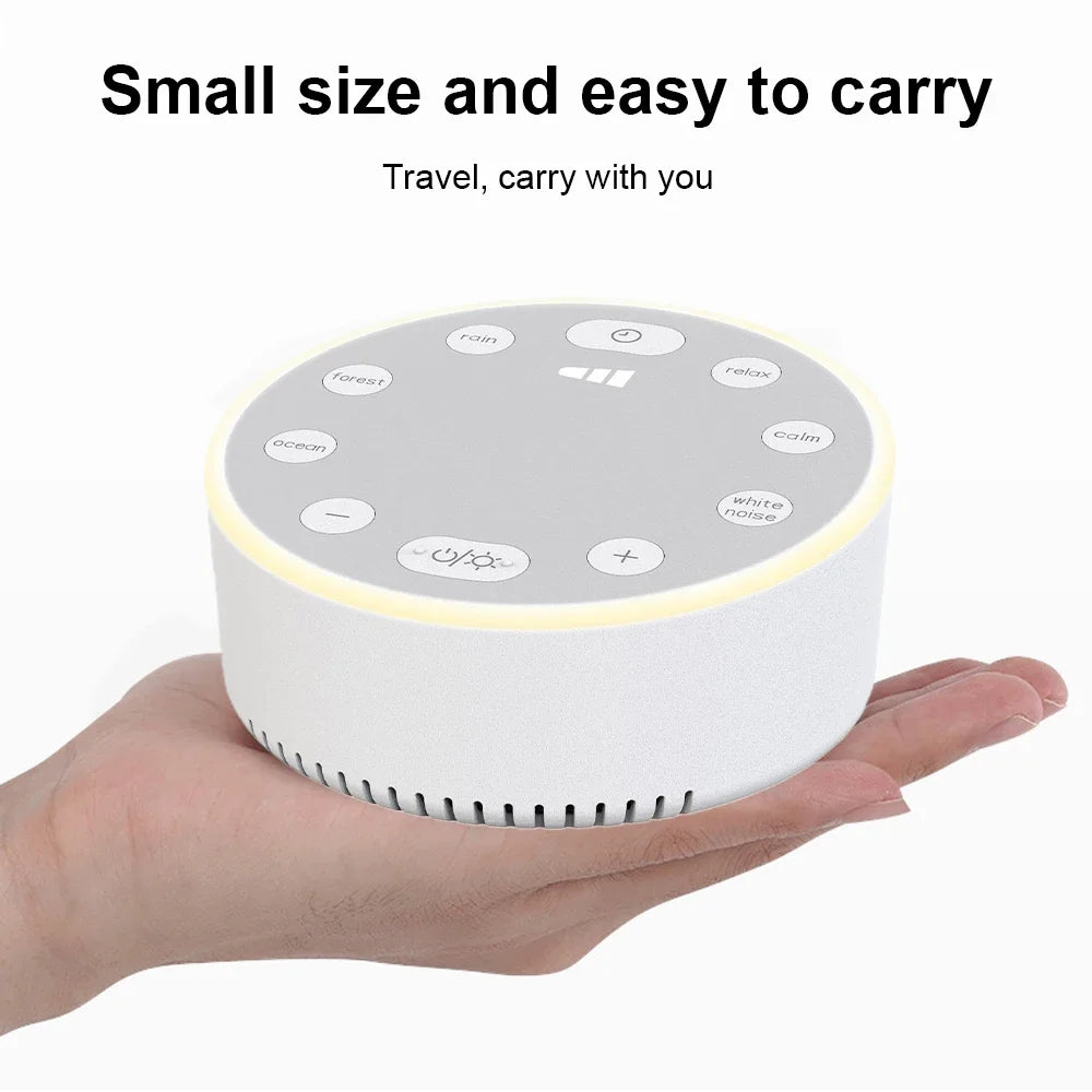 White Noise Machine Portable Baby Sleep Machine Soothing Sounds Sleep Therapy Sound Monitor Generator for Babies Adult Relax