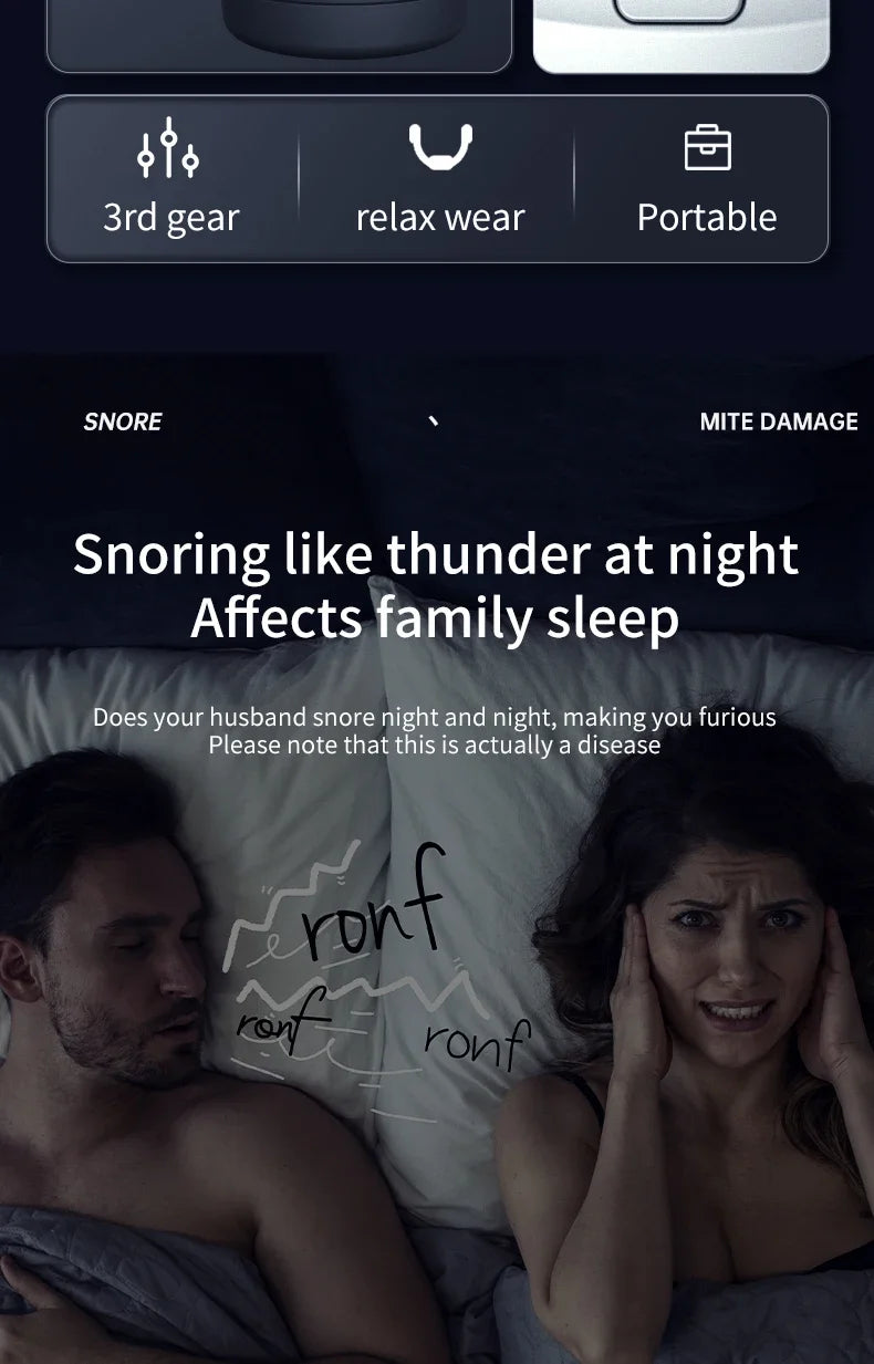 Smart Electric Anti Snoring Device Portable Sleep Apnea Improve Dual Pulse Snore Stopper Throat Muscle Stimulator Sleep Aid Tool