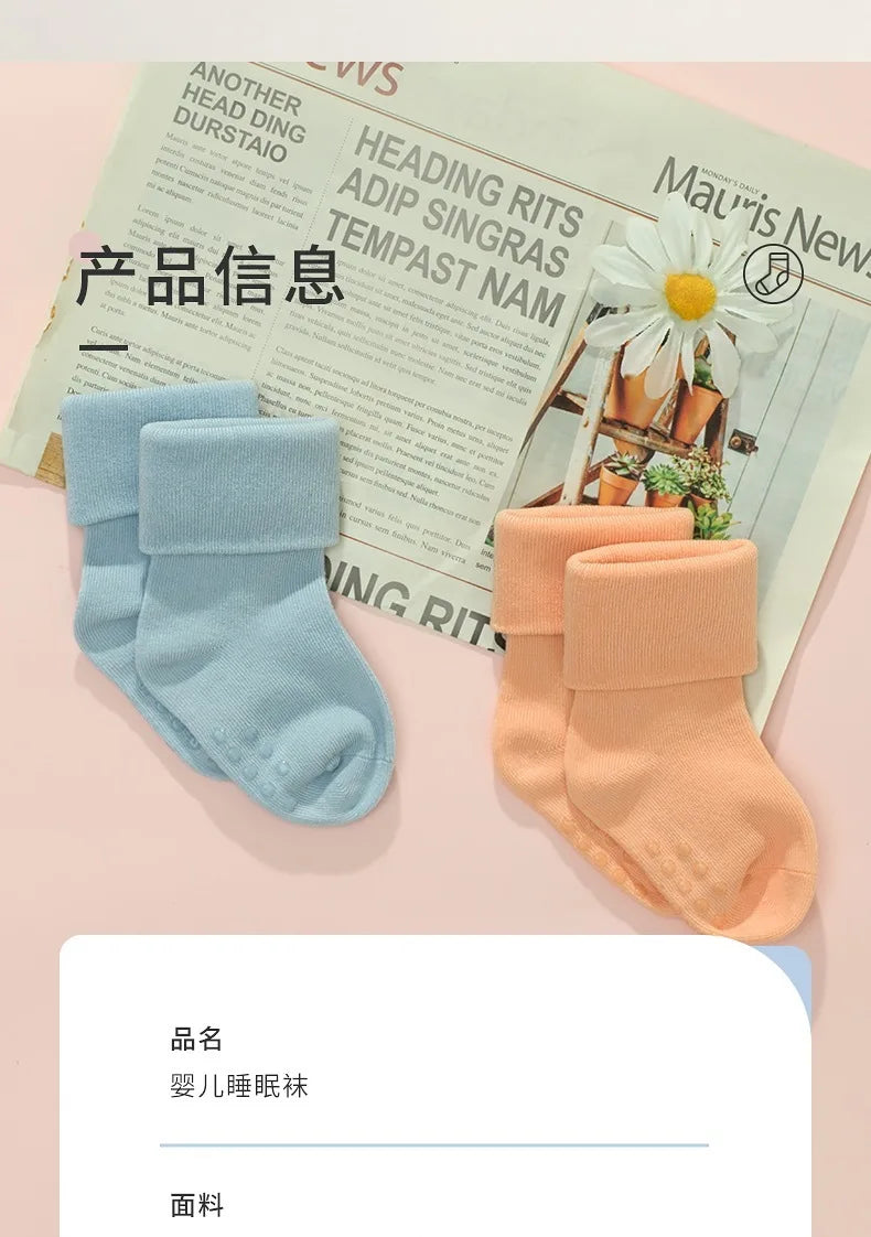 5 Pairs/Lot Baby Socks Comfortable Sleep Socks Spring Autumn Pure Cotton Breathable Mid-Tube Anti-Slip Newborn Baby Floor Socks