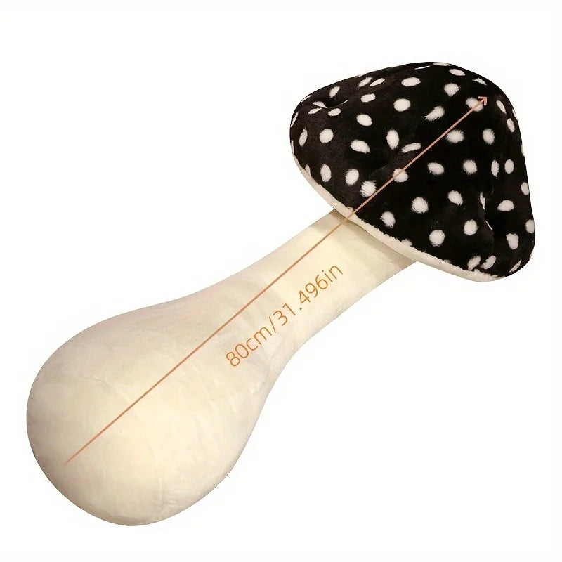 Mushroom Shaped Long Pillow Perfect for Home Office and Dorm Decoration Contemporary Polka Dot Design Washable with Zip Closure