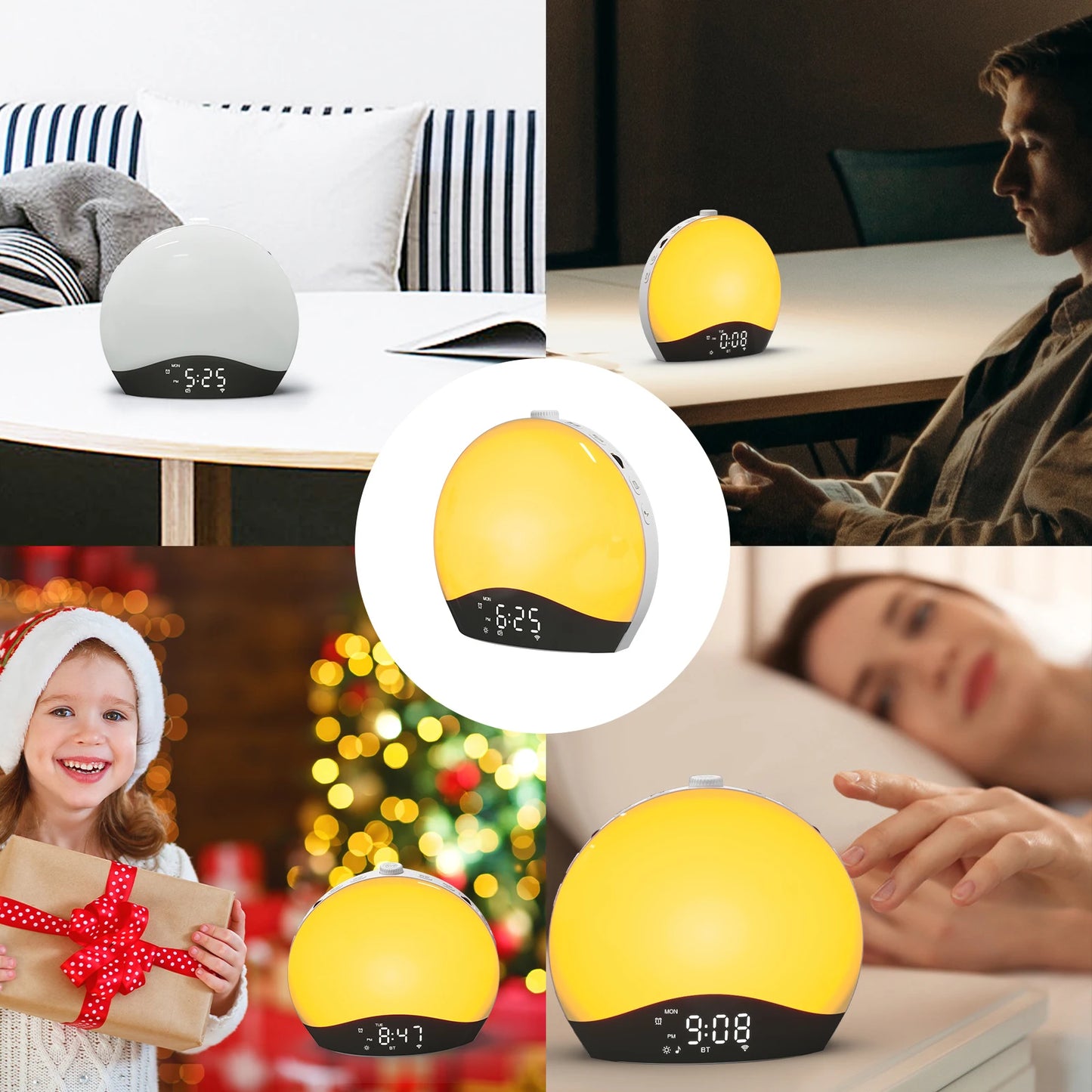 Sunrise Alarm Clock, Bluetooth Speaker Sound Machine, Sunrise and Sunset Simulation, Snooze, Dual Alarms, FM Radio & Reading