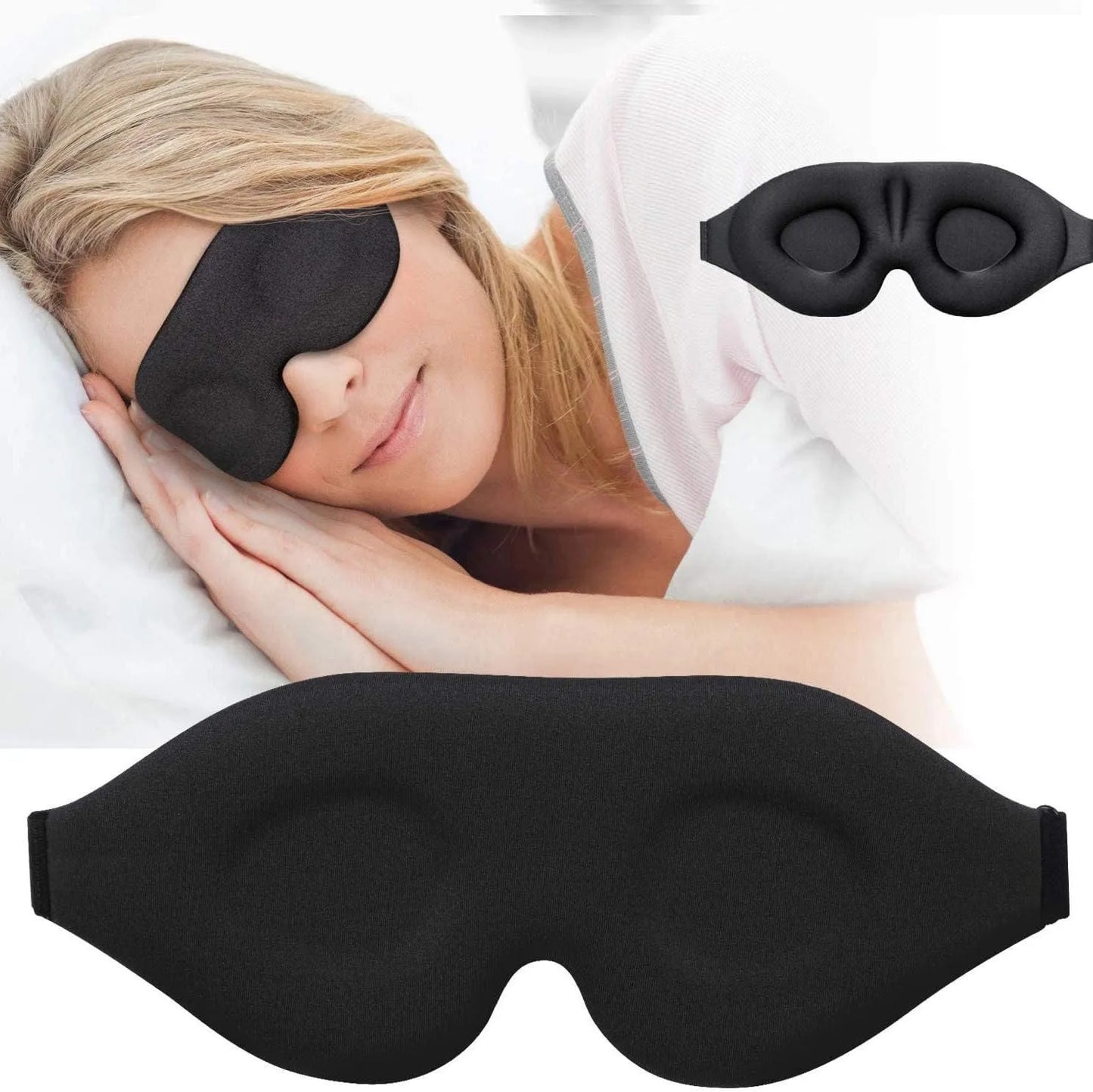 Sleep Mask for Side Sleeper, Complete Light Blocking 3D Sleeping Eye Mask,Mask, Soft Breathable Eye Cove Soft Breathable Eye
