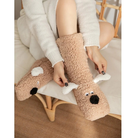 2024 New Floor Socks Women Autumn and Winter Velvet Coral Fleece Socks Sleep Home Slippers Snow Socks Christmas gift Carpet Sock
