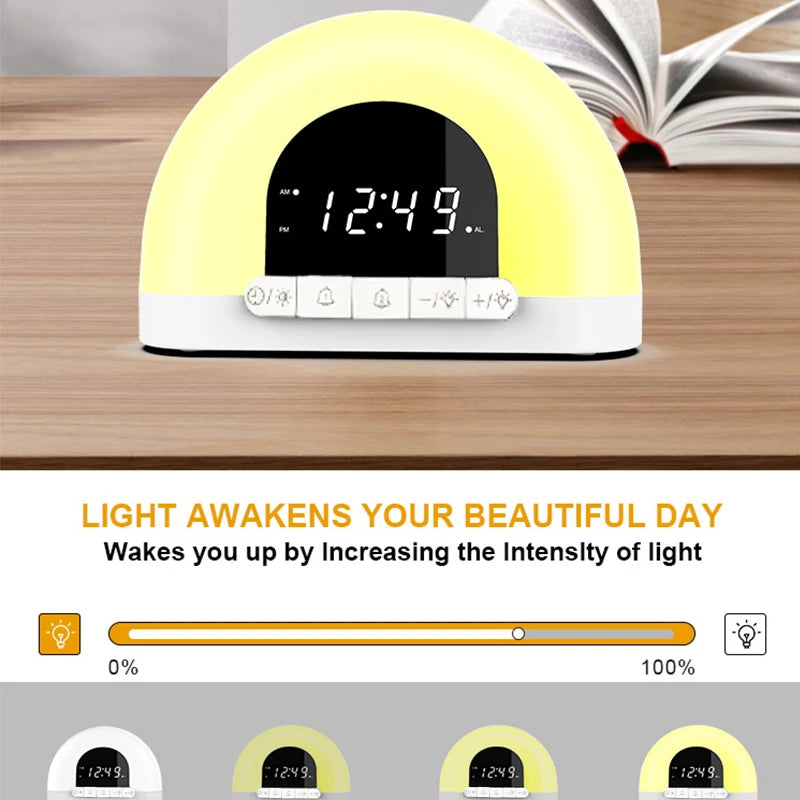 Wake Up Light Alarm Clock With Intelligent Night Light Digital Wake Up Light Workday Alarm Clock Sunrise/Sunset Smart Life