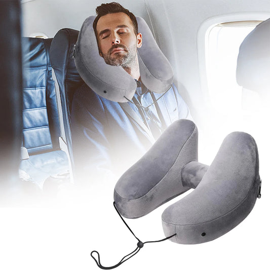 Travel Neck Pillow Inflatable Neck Pillow With hood Car Neck Rest Cushion H-Shaped Inflatable Pillow Portable U-Shaped Pillow