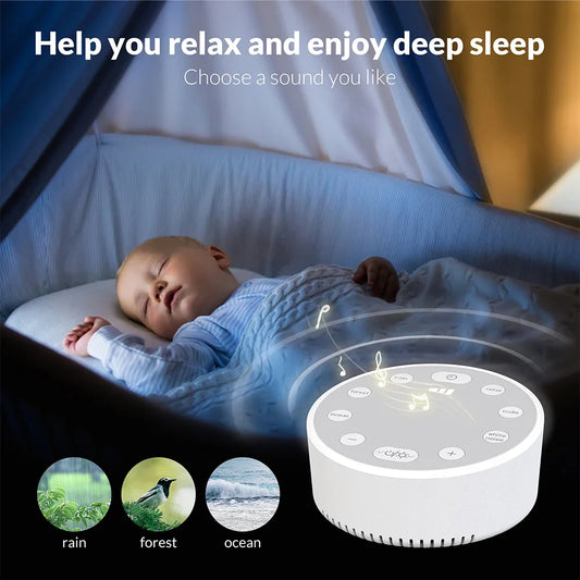 White Noise Machine Portable Baby Sleep Machine Soothing Sounds Sleep Therapy Sound Monitor Generator for Babies Adult Relax