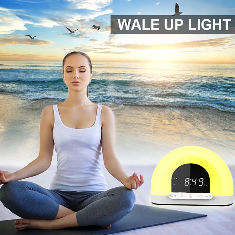 Wake Up Light Alarm Clock With Intelligent Night Light Digital Wake Up Light Workday Alarm Clock Sunrise/Sunset Smart Life