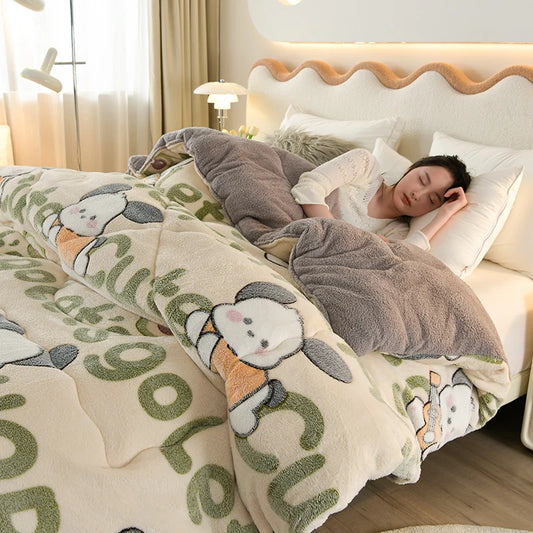 Super Warm Winter Blanket for Bed Spring Autumn Lamb Cashmere Weighted Thick Blankets Soft Comfortable Warmth Quilt Comforter