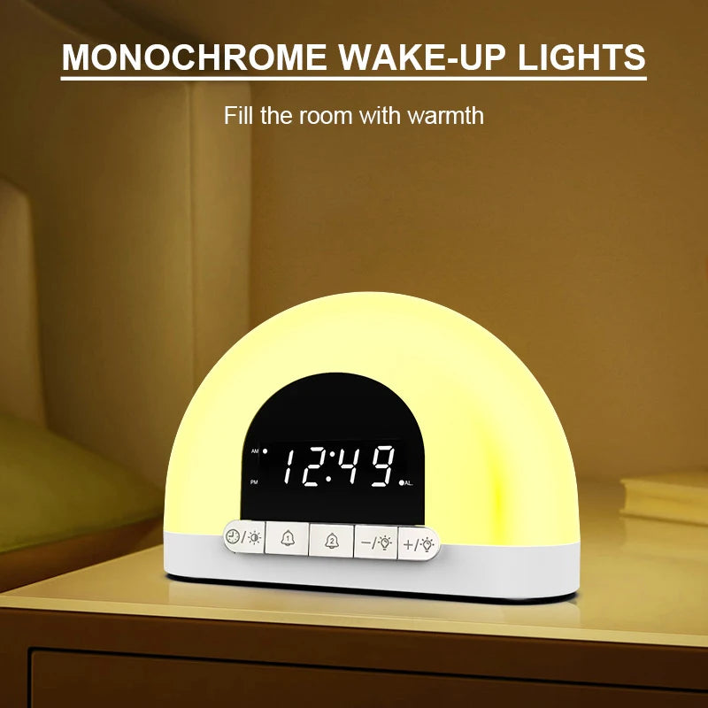 Wake Up Light Alarm Clock With Intelligent Night Light Digital Wake Up Light Workday Alarm Clock Sunrise/Sunset Smart Life