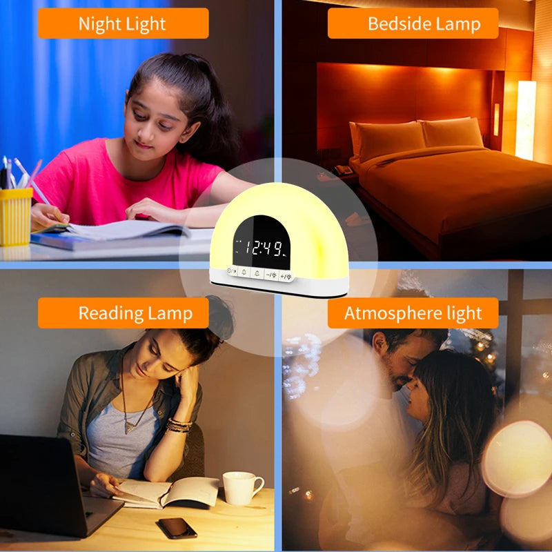 Wake Up Light Alarm Clock With Intelligent Night Light Digital Wake Up Light Workday Alarm Clock Sunrise/Sunset Smart Life