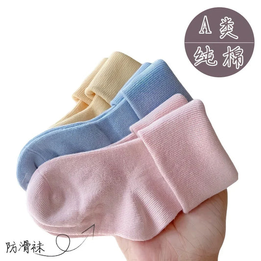 5 Pairs/Lot Baby Socks Comfortable Sleep Socks Spring Autumn Pure Cotton Breathable Mid-Tube Anti-Slip Newborn Baby Floor Socks